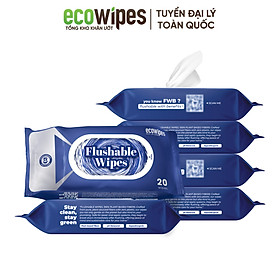 Khăn ướt vệ sinh phân hủy Flushable gói 20 tờ tan nhanh trong nước không lo tắt nghẽn