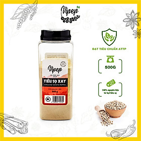 Tiêu Sọ Xay Tự Nhiên Vipep Hũ Nhựa 500g, tiêu cay, thơm - Gia vị Vipep