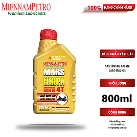 Dầu Nhớt MiennamPetro Mars Europa 4T 10W-40 API SN JASO MA2 1L Bảo Vệ Động Cơ Xe Máy 4 Thì Và Tiết Kiệm Nhiên Liệu