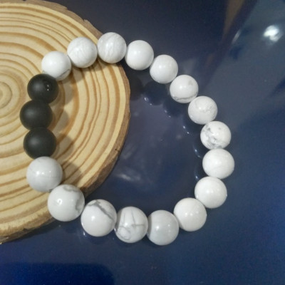 Vòng tay phong thủy đá Bạch tùng thiên nhiên, hợp nam nữ, Kèm giấy KIỂM ĐỊNH Photocopy  SẢN PHẨM MẪU, Kèm túi đựng Cung hỷ.
