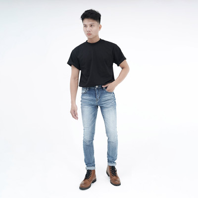 Quần Jeans Nam Cao Cấp HUNETR X-RAYS Form Slimfit Thun Màu Xanh Căn Bản D34