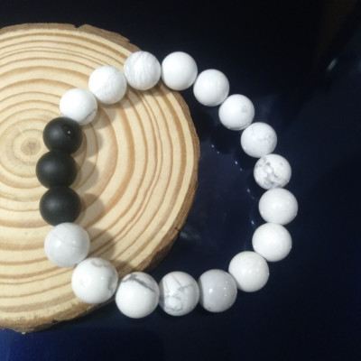 Vòng tay phong thủy đá Bạch tùng thiên nhiên, hợp nam nữ, Kèm giấy KIỂM ĐỊNH Photocopy  SẢN PHẨM MẪU, Kèm túi đựng Cung hỷ.