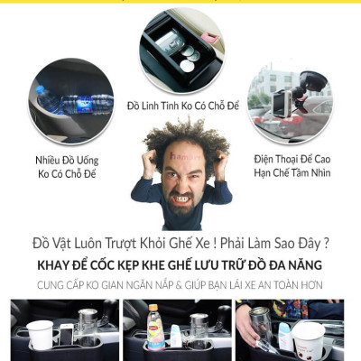 Khay Đựng Cốc Ô Tô Giá Nhựa Để Đồ Khe Ghế Đa Năng Trên Xe Hơi Tiện Lợi