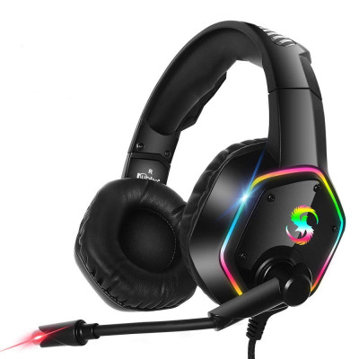 Tai nghe chơi game KUBITE K-15 3.5mm + USB Cắm tai nghe ngoài tai với đèn RGB có thể điều chỉnh âm lượng micrô