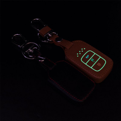 Cho xe Honda, bao da chìa khóa ô tô 3 nút dạ quang kiêm móc khóa chất liệu da, Inox MIHOCO Honda 3N/ Hàng chính hãng