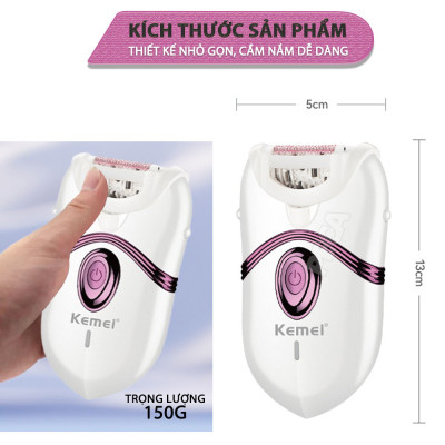 Máy tẩy lông đa năng 2in1 Kemei KM-395 gồm 2 đầu thay thế chuyên dụng nhổ lông, cạo lông, sử dụng toàn thân - Chính hãng