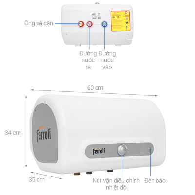 Máy nước nóng gián tiếp FERROLI QQ ME 30 lít (công suất 2500W) - Hàng chính hãng