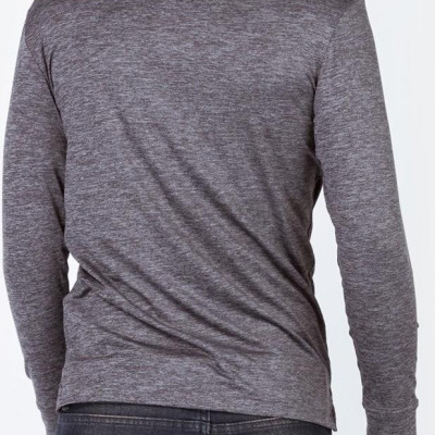 Áo thun dài tay cổ bẻ màu xám chì ALIGRO ALGAPD017