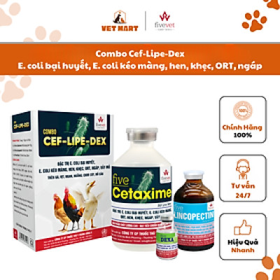 [125ml] Combo Cef-LiPe-Dex, dùng cho E. coli bại huyết, E. coli kéo màng, hen, khẹc, ORT, ngáp, vảy mỏ trên gà