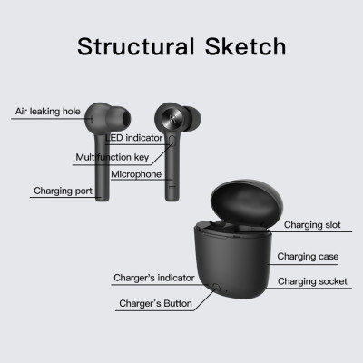 Tai nghe Bluedio Hi True Wireless Bluetooth 5.0 T âm thanh nổi,có MIC