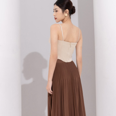 Chân váy dập ly dáng xòe xẻ quạt dày dặn thời trang công sở HeraDG WJPBB2028