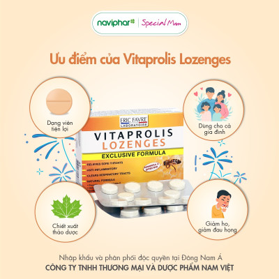 TPBVSK Vitaprolis Lozenges [Hộp 20 viên] Viên ngậm ho cho cả gia đình thành phần tự nhiên [Nhập khẩu Pháp]
