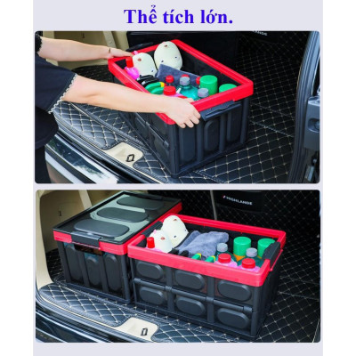Thùng nhựa đựng đồ cho cốp xe ô tô có thể gấp xếp gọn có chốt gài | 30L + 55L + túi chống nước