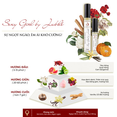 Set Tinh dầu nước hoa Pháp Nữ S.e.x.y Girl by Jubilé Dạng lăn 12ml + Dạng Xịt 5ml Thơm Lâu, Sang Trọng, Quyến Rũ