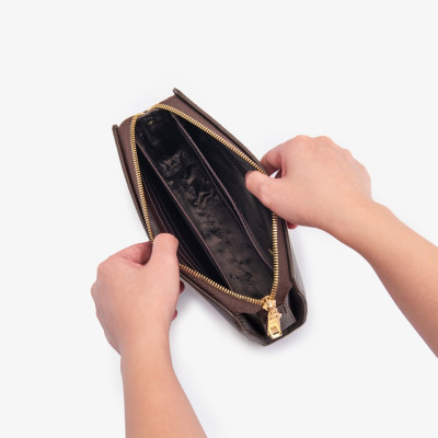 Clutch Nam Ví Cầm Tay GENCE RB07 Da Bò Khóa Số Cao Cấp Màu Nâu