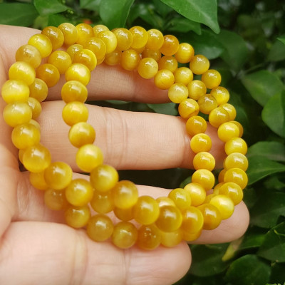 Vòng tay nữ đá mắt hổ tự nhiên vàng anh vip 6mm quấn tay 3 vòng đẹp vòng màu vàng anh tươi đẹp hợp nữ mệnh kim mệnh thổ mệnh thuỷ đeo tay may mắn xinh đẹp sang tay ạ