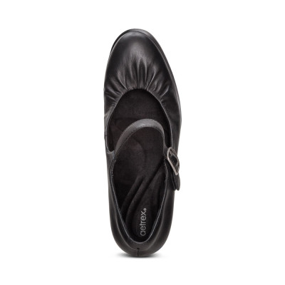 Giày cao gót sức khỏe nữ Aetrex Sara Black - Giày bít gót cao 6p, đế đệm giảm đau chân