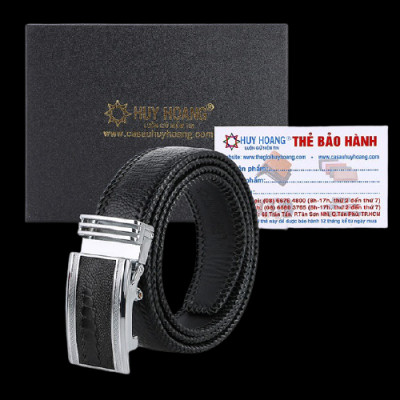 HC4458-62-66-70 - Thắt lưng nam da đà điểu Huy Hoàng đan viền 4P màu đen, nâu đất, vàng bò, nâu đỏ