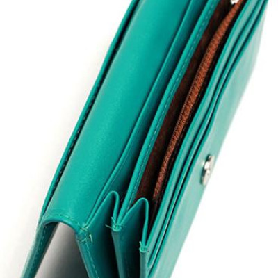 Ví Nữ Da Bò 2 Gấp Huy Hoàng HT3166 (18,5 x 9 cm) - Xanh Lá