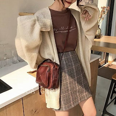 Chân váy ngắn dạ kẻ caro thời trang cho nữ