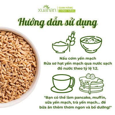 Combo 11 Túi Hạt Yến Mạch Nguyên Cám Úc Xuân An [ko đường] Túi 500G(Tặng Kèm 11 Túi Yến Mạch 150G)
