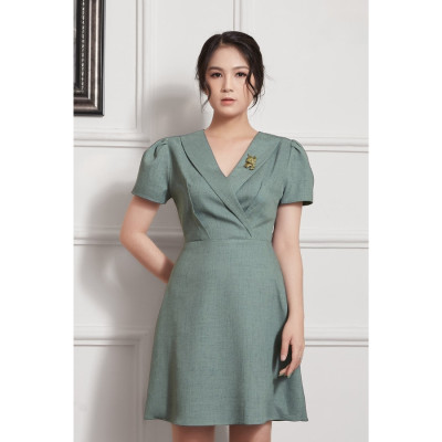 Đầm Xòe Lụa Crep Cổ Đan Tông Maxivic, La Mộc - LM012223