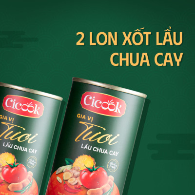Combo 2 Lon Xốt Lẩu Chua Cay Cicook, Ngon Chuẩn Vị Không Cần Thêm Gia Vị 370g*2
