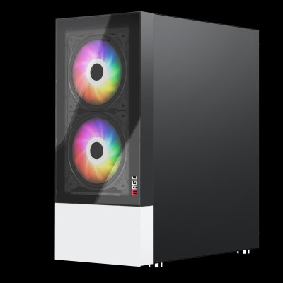 CASE MAGIC GM-04 BLACK AND WHITE GLASS 3 FAN (ATX) - Hàng chính hãng