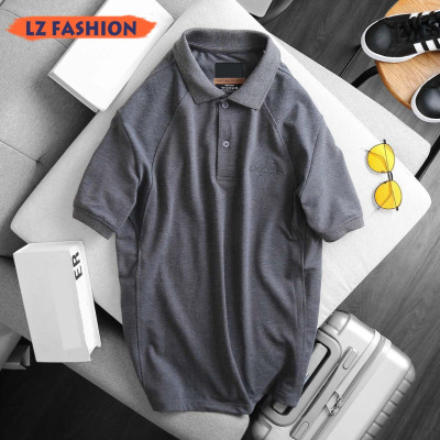 ÁO THUN NAM CỔ BẺ TAY NGẮN MÀU TRƠN LỊCH LÃM, LOGO THÊU ĐẸP MẮT - LZPS150