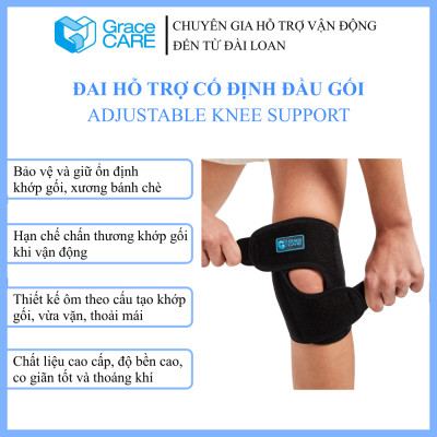 Đai Cố Định Đầu Gối Grace Care KB222 – Bảo Vệ Khớp Gối, Hỗ Trợ Tập Thể Thao, Giảm Đau, Chấn Thương