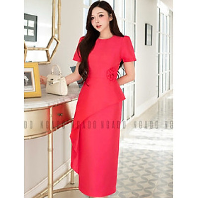 Đầm hồng sen tay loe NGADO , đầm bút chì , đầm dự tiệc , đầm công sở