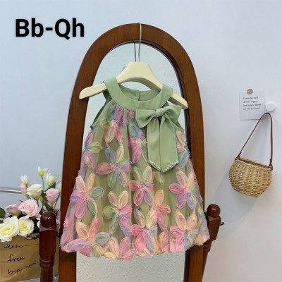 Đầm babydoll cho bé gái màu cầu vồng phong cách Hàn Quốc từ 10-40kg chất voan mềm mát