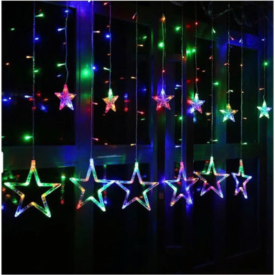 Đèn LED Nháy Thả Mành Hình Ngôi Sao - Dây Đèn LED Rèm Ngôi Sao dài 3M Nhiều Chế Độ Nháy
