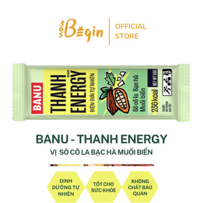 BANU - THANH ENERGY BAR - SÔ CÔ LA BẠC HÀ MUỐI BIỂN - HỘP (10 THANH)