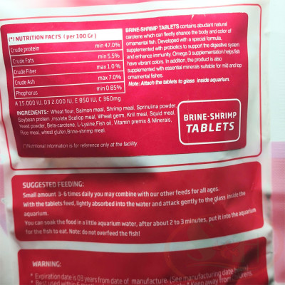 Thức ăn cá Dr+ Premium Brine Shrimp Tablets cám dán viên artemia bể cá tép cảnh