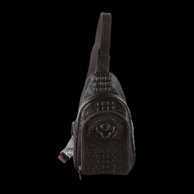 HT6285-86-87-88 - Túi đeo trước nam da cá sấu Huy Hoàng màu đen, nâu đất, vàng bò, nâu đỏ