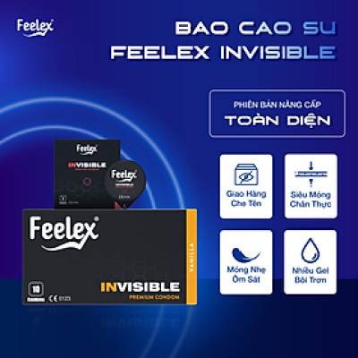 Bao cao su cao cấp OZO Feelex Invisible Cool - Hộp 10 bcs