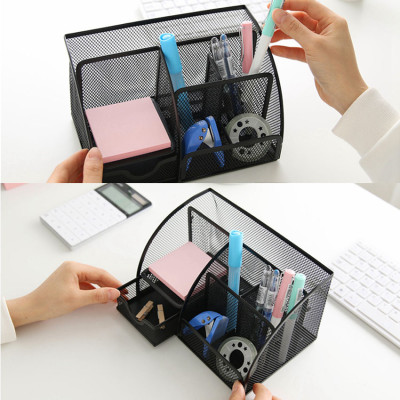 Hộp đựng bút để bàn Văn Phòng Phẩm NASI NS06 nhiều ngăn bằng thép sơn tĩnh điện cứng chắc khay đựng kệ để bút học sinh 