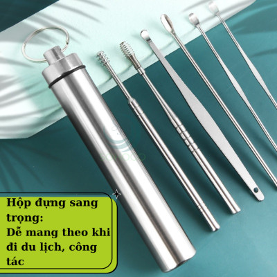 Bộ dụng cụ lấy ráy tai inox cao cấp- Bộ ngoáy tai y tế inox 304- Dụng cụ lấy ráy tai chuyên nghiệp- Bộ vệ sinh tai không đau, an toàn- Bộ dụng cụ ngoáy tai chống gãi rát- Que lấy ráy tai đa năng bằng thép không gỉ