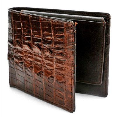 HT2207-08-09-42 - Ví nam Huy Hoàng da cá sấu gai đuôi màu đen, nâu đỏ, vàng bò, nâu đất