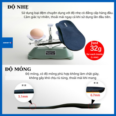  Lót giày ZAMST WALK - Footcraft cushioned for WALK hỗ trợ đi bộ