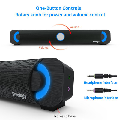 Loa Smalody 9014 đa phương tiện Loa siêu trầm Sound Box Sound Bar cho PC có đèn LED