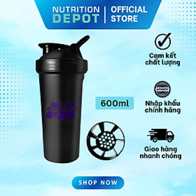 Bình lắc Shaker Muscletech 600ml màu đen, bình nước thể thao  - New Version - Nutrition Depot