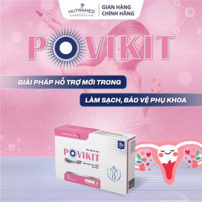 Viên đặt Povikit hỗ trợ giảm viêm cô bé do nhiễm vi khuẩn, nấm ngứa, mùi hôi - Nutramed (10 viên)