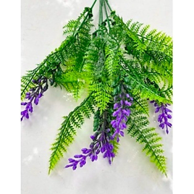 Cụm dương xỉ giả có hoa - Size 27cm - Cây dương sỉ giả, hoa lụa decor trang trí rẻ, bền, đẹp.