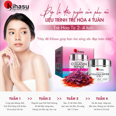 Bộ 2 Kem Dưỡng Collagen Kihasu 6in1 Dưỡng Da Trắng Sáng Đều Màu, Cung Cấp Độ Ẩm, Giúp Da Săn Chắc, Đàn Hồi, Trẻ Trung