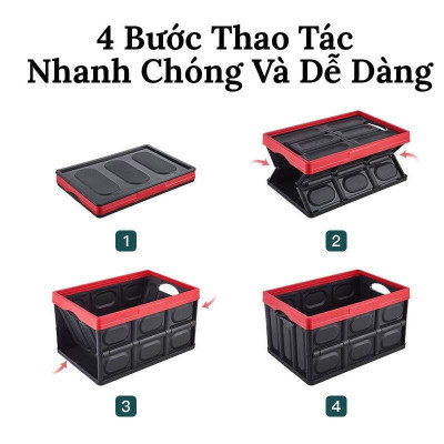 Thùng Đựng Đồ Cốp Xe Ô Tô Dung Tích 55 Lít - Hộp Đựng Đồ Sau Cốp Sau Có Thể Gấp Gọn