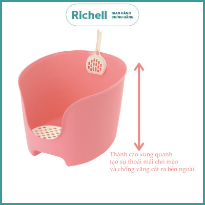 Khay vệ sinh thành cao Richell Nhật Bản chống văng cát cho mèo kèm xẻng | Pet