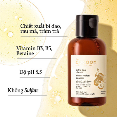 Gel bí đao rửa mặt the Cocoon140ml dùng cho da dầu, sạch mụn thuần chay