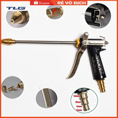 Bộ dây vòi xịt nước rửa xe, tưới cây . tăng áp 3 lần, loại 15m 206318 đầu đồng,cút,nối đen+ tặng mở chai